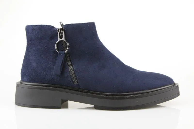 Navy Suede Ankle Boot